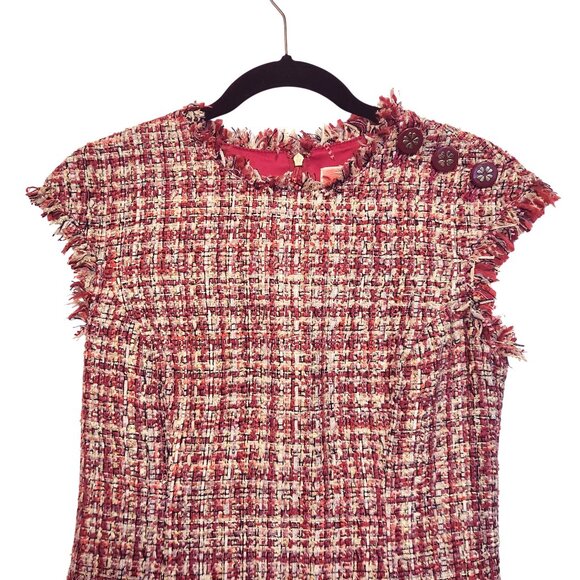 Kate Spade Textured Tweed A-Line Sheath Dress Size 4 Pink White Wisteria Garden - Picture 3 of 10